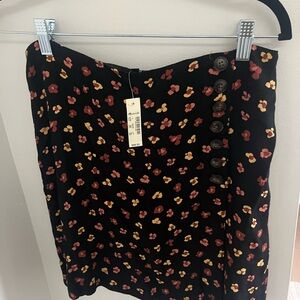 Madewell Black Mini Skirt with Red and Yellow Floral Print